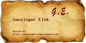 Genzinger Elek névjegykártya